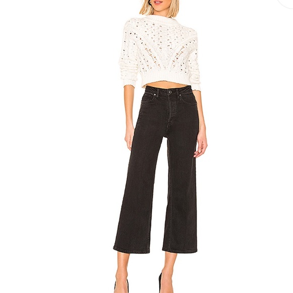 Free People Denim - Free people wide leg black cropped jeans